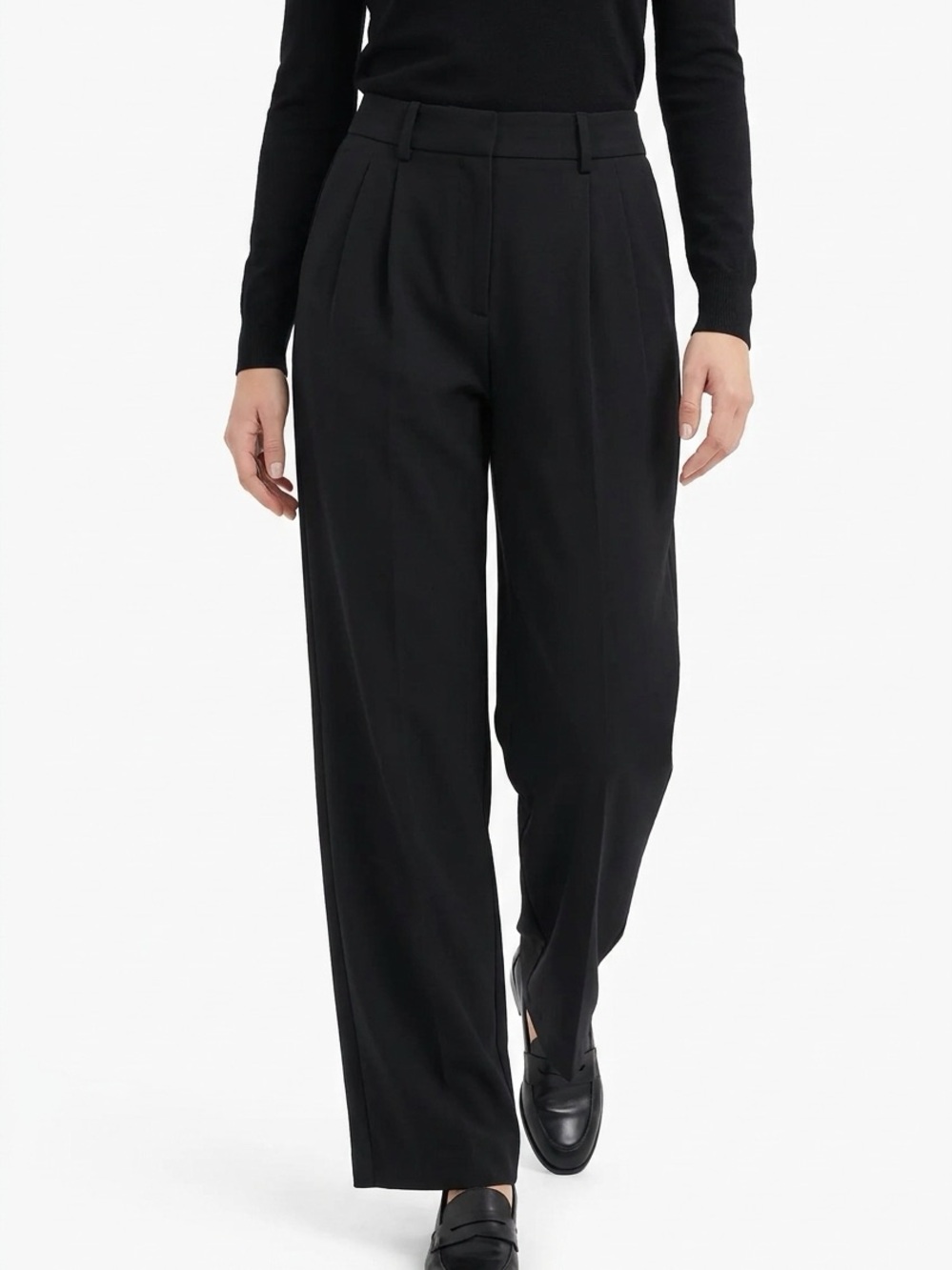 CUTS | Black High-Rise Pleated Wide Leg Tailored Trouser Pants Women’s Size 4